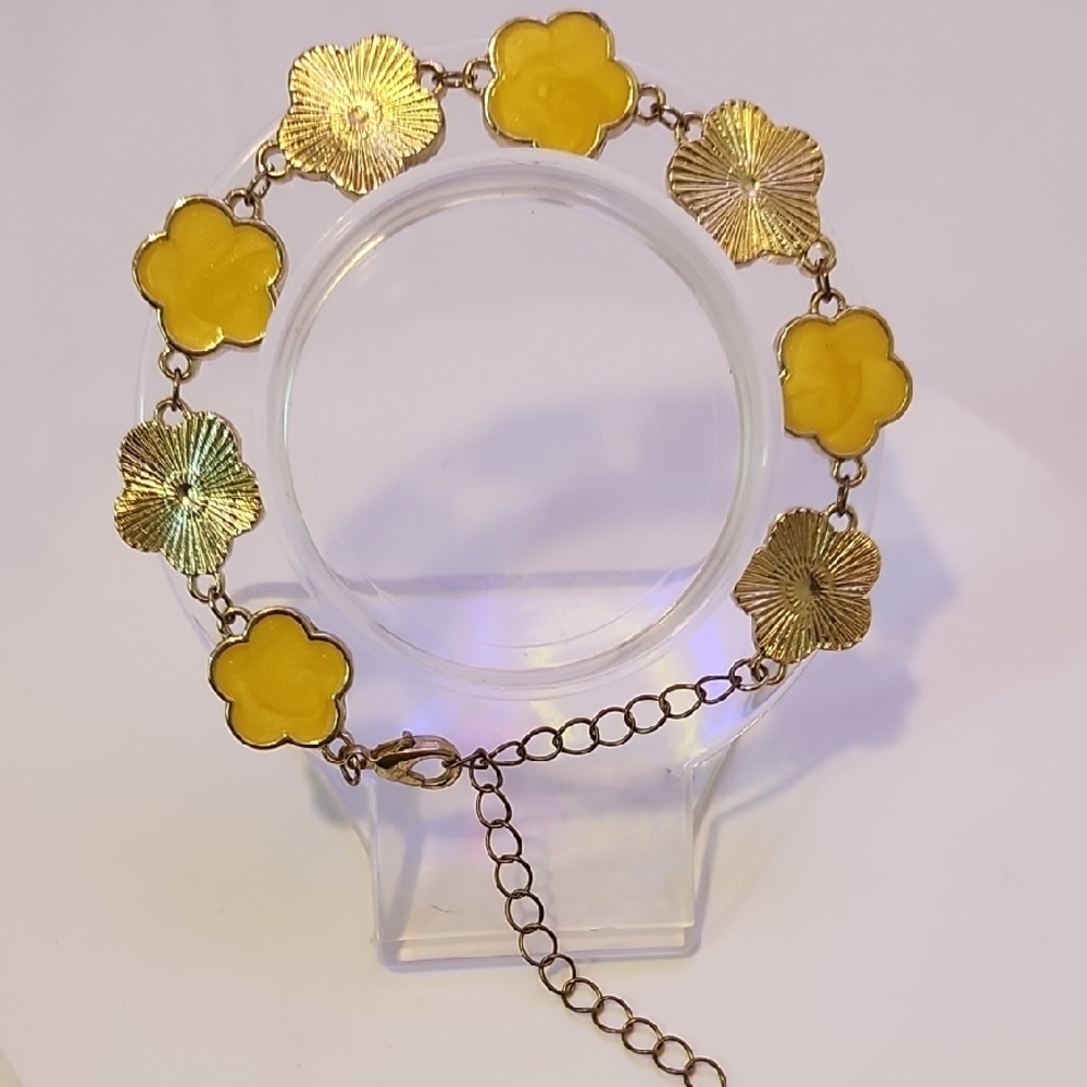 Yellow and Gold Floral Bracelet